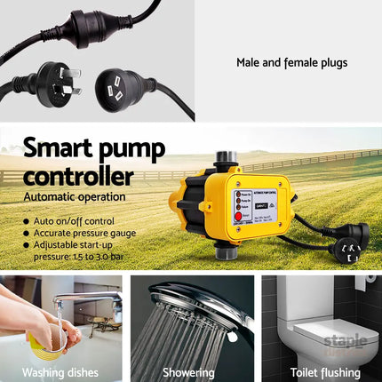 Giantz Peripheral Water Pump Garden Boiler Car Wash Auto Irrigation QB80 Yellow - Tools > Pumps > Irrigation Pumps