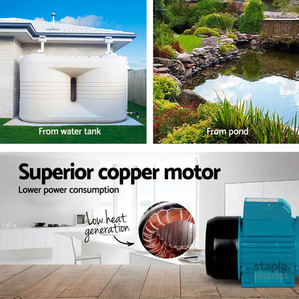 Giantz Peripheral Water Pump Garden Boiler Car Wash Auto Irrigation QB80 Yellow - Tools > Pumps > Irrigation Pumps