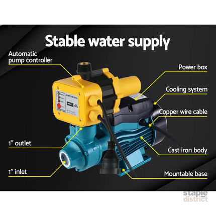 Giantz Peripheral Water Pump Garden Boiler Car Wash Electric Irrigation QB60 Yellow - Tools > Pumps > Irrigation Pumps