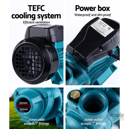 Giantz Peripheral Water Pump Garden Boiler Car Wash Electric Irrigation QB60 Yellow - Tools > Pumps > Irrigation Pumps