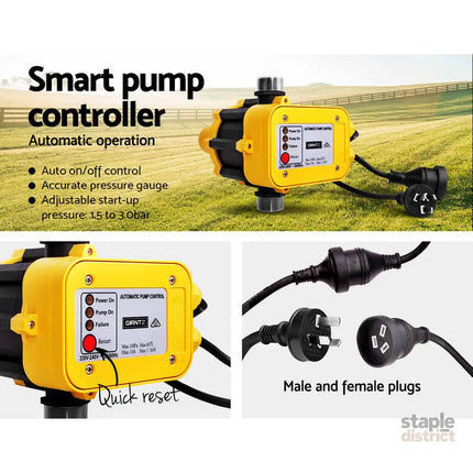 Giantz Peripheral Water Pump Garden Boiler Car Wash Electric Irrigation QB60 Yellow - Tools > Pumps > Irrigation Pumps