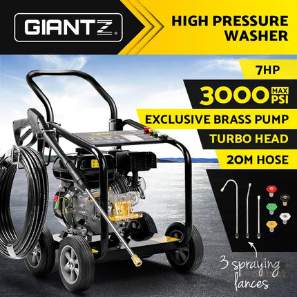 Giantz Petrol High Pressure Cleaner Washer 20M Hose Gurney - Auto Accessories > Auto Accessories Others > Automotive