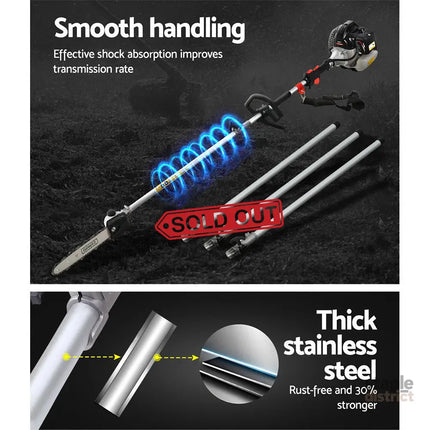 Giantz Petrol Pole Chainsaw Hedge Trimmer Pruner Chain Saw Brush Cutter Red - Tools > Power Tools > Chainsaws
