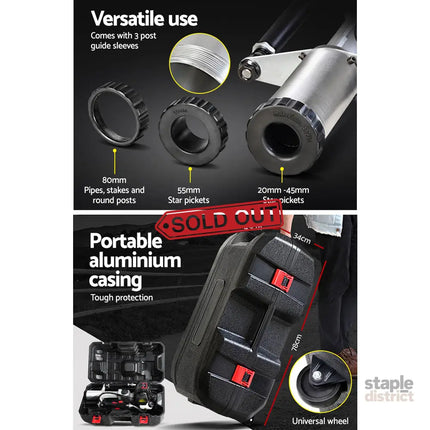 Giantz Petrol Post Driver 38CC 4-Stroke Rammer Pile Star Picket Fence Hole Black - Tools > Power Tools > Outdoor Power