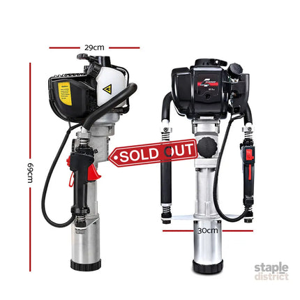 Giantz Petrol Post Driver 38CC 4-Stroke Rammer Pile Star Picket Fence Hole Black - Tools > Power Tools > Outdoor Power