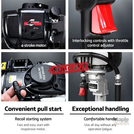 Giantz Petrol Post Driver 38CC 4-Stroke Rammer Pile Star Picket Fence Hole Black - Tools > Power Tools > Outdoor Power