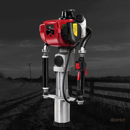 Giantz Petrol Post Driver 38CC 4-Stroke Rammer Pile Star Picket Fence Hole Drive Red - Tools > Power Tools > Outdoor