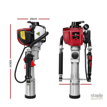 Giantz Petrol Post Driver 38CC 4-Stroke Rammer Pile Star Picket Fence Hole Drive Red - Tools > Power Tools > Outdoor