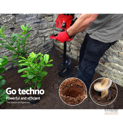 Giantz Petrol Post Hole Digger Motor Only Engine Red - Tools > Power Tools > Outdoor Power Equipment