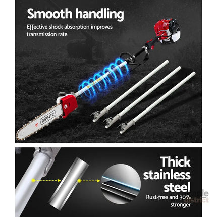 Giantz Pole Chainsaw 2 Stroke Petrol Hedge Trimmer Tree Pruner 9 In 1 - Tools > Power Tools > Chainsaws
