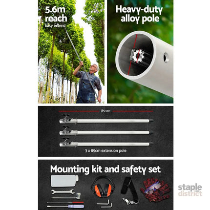 Giantz Pole Chainsaw 2 Stroke Petrol Tree Pruner Long Reach Saw 12 Inch Bar 7 In 1 - Tools > Power Tools > Chainsaws