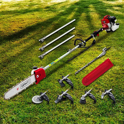 Giantz Pole Chainsaw 2 Stroke Petrol Tree Pruner Long Reach Saw 12 Inch Bar 7 In 1 - Tools > Power Tools > Chainsaws