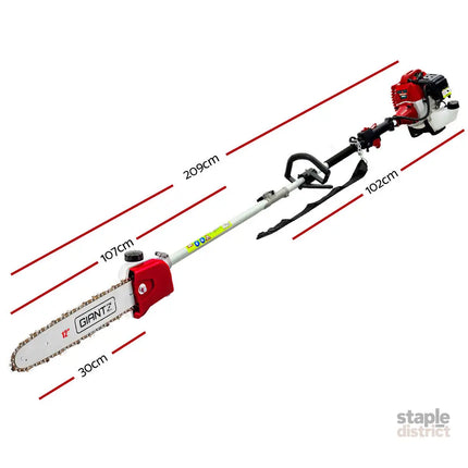 Giantz Pole Chainsaw 2 Stroke Petrol Tree Pruner Long Reach Saw 12 Inch Bar 7 In 1 - Tools > Power Tools > Chainsaws