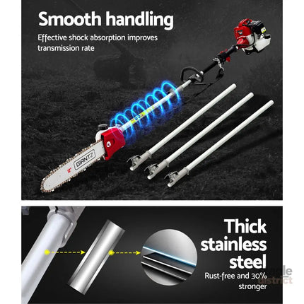Giantz Pole Chainsaw 2 Stroke Petrol Tree Pruner Long Reach Saw 12 Inch Bar - Tools > Power Tools > Chainsaws