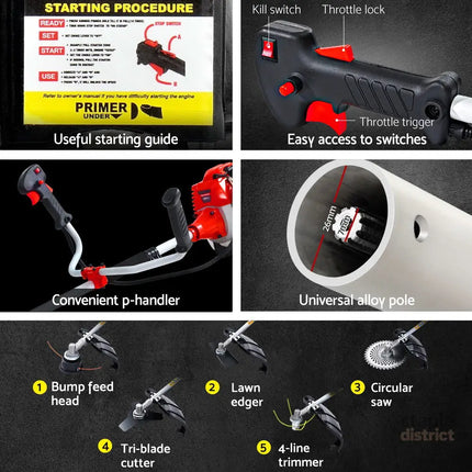 Giantz Pole Chainsaw Petrol Hedge Trimmer Tree Pruner 5 In 1 - Tools > Power Tools > Chainsaws