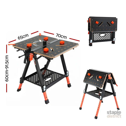 Giantz Portable Folding Work Table 454kg Adjustable Workbench - Tools > Tools Storage > Work Benches