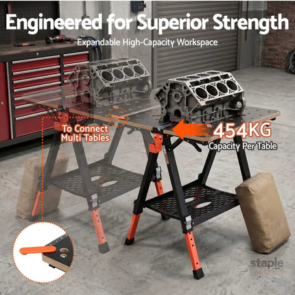 Giantz Portable Folding Work Table 454kg Adjustable Workbench - Tools > Tools Storage > Work Benches