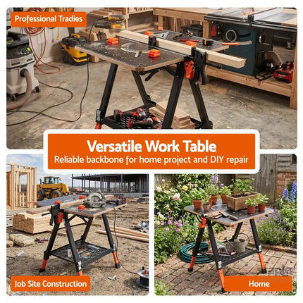 Giantz Portable Folding Work Table 454kg Adjustable Workbench - Tools > Tools Storage > Work Benches