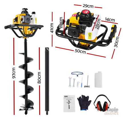 Giantz Post Hole Digger 200mm Petrol Drill Auger Extension Bits - Tools > Power Tools > Outdoor Power Equipment
