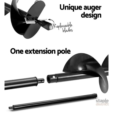 Giantz Post Hole Digger 200mm Petrol Drill Extension Auger Bits - Tools > Power Tools > Outdoor Power Equipment
