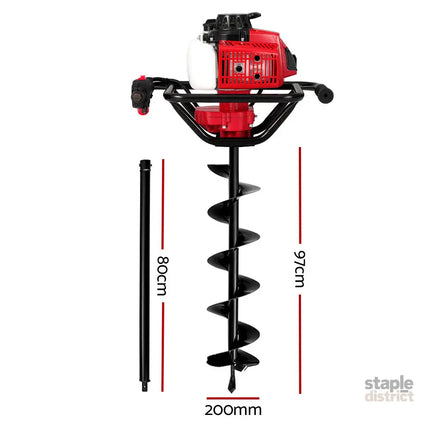 Giantz Post Hole Digger 200mm Petrol Drill Extension Auger Bits - Tools > Power Tools > Outdoor Power Equipment