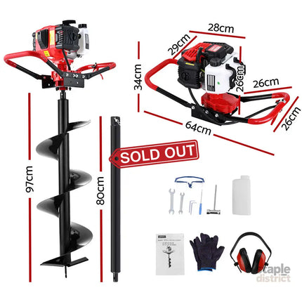 Giantz Post Hole Digger 300mm Petrol Drill Auger Extension Bits - Tools > Other Tools > Drill & Screwdriver Accessories