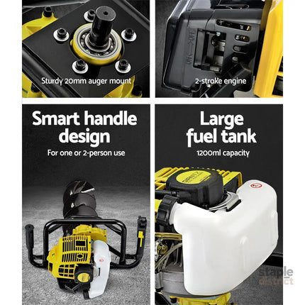 Giantz Post Hole Digger 300mm Petrol Drill Auger Extension Bits - Tools > Power Tools > Outdoor Power Equipment