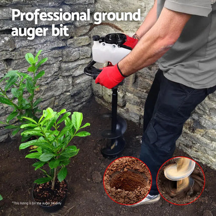 Giantz Post Hole Digger Auger Drill Bit 200mm with 80cm Extension Shaft Black - Tools > Power Tools > Outdoor Power