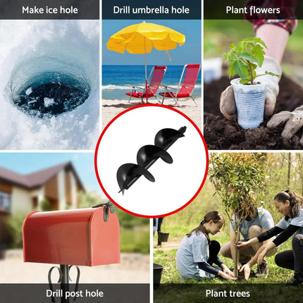 Giantz Post Hole Digger Auger Drill Bit 300mm with 80cm Extension Shaft Black - Tools > Power Tools > Outdoor Power