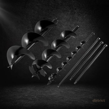 Giantz Post Hole Digger Auger Drill Bit Set 100mm 200mm 300mm Carbon Steel Black - Tools > Power Tools > Outdoor Power