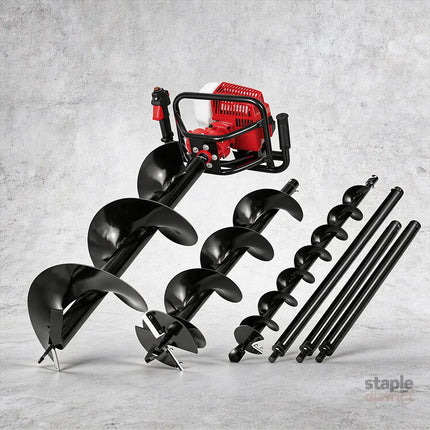 Giantz Post Hole Digger Petrol Motor Drill Extension Auger Bits Kits - Tools > Power Tools > Outdoor Power Equipment