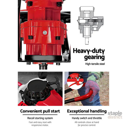 Giantz Post Hole Digger Petrol Motor Drill Extension Auger Bits Kits - Tools > Power Tools > Outdoor Power Equipment