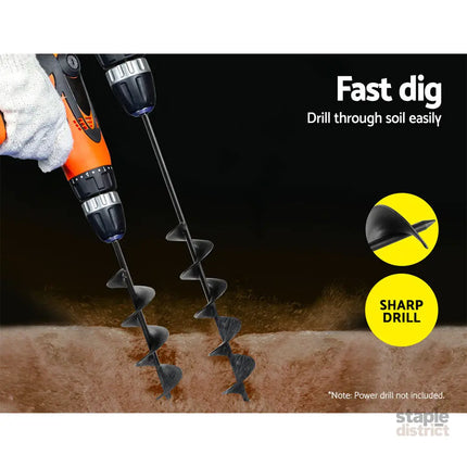 Giantz Power Garden Spiral Auger Hole Digger Earth Drill Bit Φ75x300 & 600mm - Tools > Power Tools > Outdoor Power