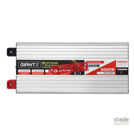 Giantz Power Inverter 3000W or 6000W Pure Sine Wave 12V-240V Camping Boat Caravan - Outdoor Recreation > Camping >