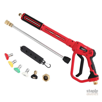 Giantz Pressure Washer Gun Short Trigger 4000PSI M22-14 1/4 Inch 5 Nozzles Red - Tools > Power Tools > Outdoor Power