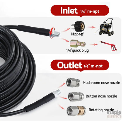 Giantz Pressure Washer Hose 30M 5800PSI Power Replacement Extension 1/4’’ Quick Connect - Tools > Power Tools > Outdoor