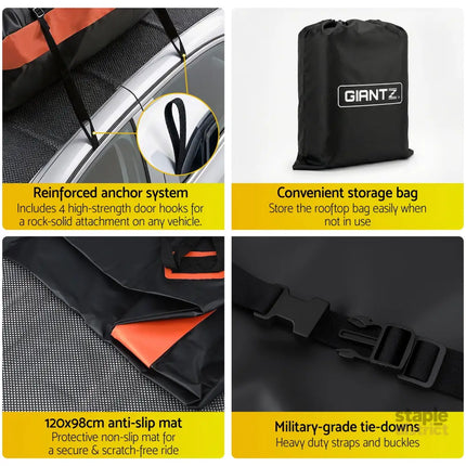 Giantz Rooftop Cargo Bag Waterproof Car Luggage Carrier 15 Cubic Ft Universal - Auto Accessories > Auto Accessories