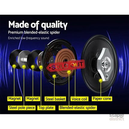 Giantz Set of 2 6.5inch LED Light Car Speakers - Audio & Video > Speakers > Audio Speakers