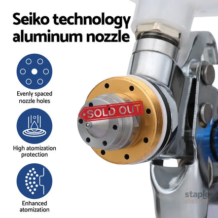 Giantz Spray Gun Paint Gun HVLP Gravity Feed 1.4mm 1.7mm 2.0mm Nozzles Included - Tools > Air Compressor > Air