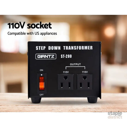 Giantz Step Down Transformer 200W 240V TO 110V Stepdown Voltage Converter AU-US - Tools > Industrial Tools >