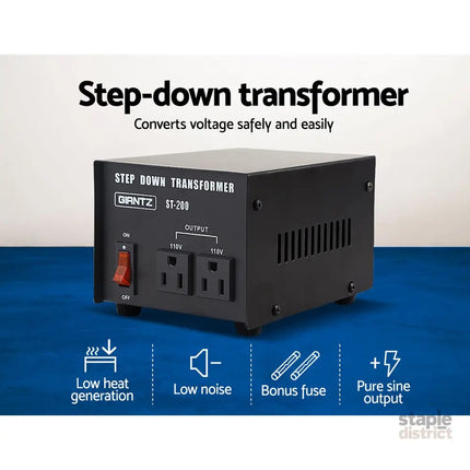 Giantz Step Down Transformer 200W 240V TO 110V Stepdown Voltage Converter AU-US - Tools > Industrial Tools >