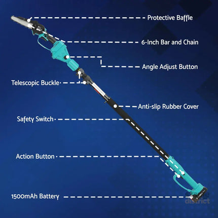 Giantz Telescopic Pole Chainsaw 6 Inch Cordless Tree Trimmer Kit 20V Battery - Tools > Power Tools > Chainsaws