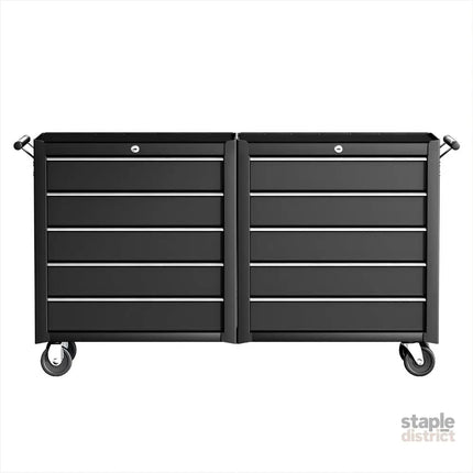 Giantz Tool Chest Trolley 10 Drawers Toolbox Storage Black - Tools > Tools Storage > Tool Boxes