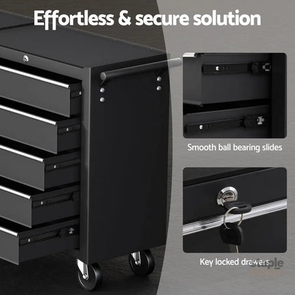 Giantz Tool Chest Trolley 10 Drawers Toolbox Storage Black - Tools > Tools Storage > Tool Boxes