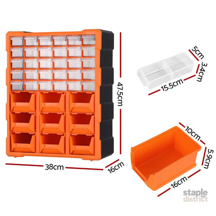 Giantz Tool Organizer 39-Drawer Hardware Cabinet Screw Storage Box Anti-Drop - Tools > Tools Storage > Tool Boxes