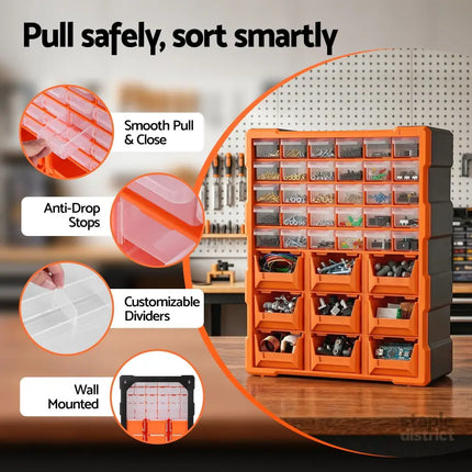 Giantz Tool Organizer 39-Drawer Hardware Cabinet Screw Storage Box Anti-Drop - Tools > Tools Storage > Tool Boxes