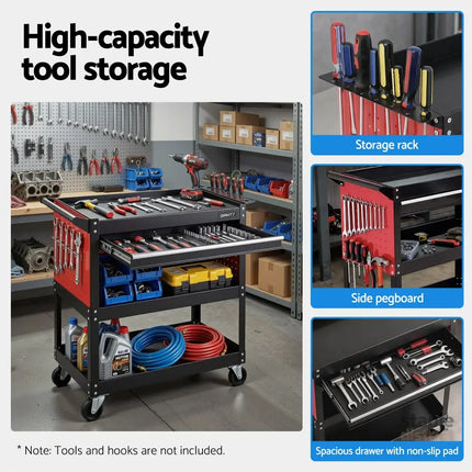 Giantz Tool Trolley Cart Rolling Cabinet with Drawer Workshop Garage Storage - Tools > Tools Storage > Utility Trolleys
