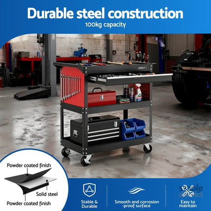 Giantz Tool Trolley Cart Rolling Cabinet with Drawer Workshop Garage Storage - Tools > Tools Storage > Utility Trolleys