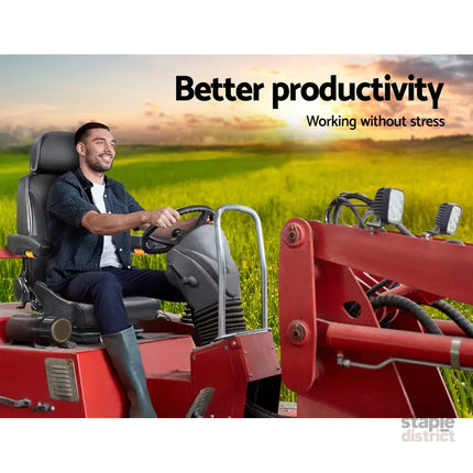 Giantz Tractor Seat Forklift Excavator Truck Universal Backrest Chair PU Leather - Auto Accessories > Auto Accessories