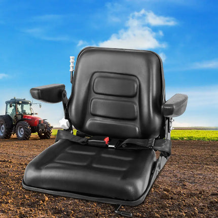 Giantz Tractor Seat Forklift Excavator Universal Suspension Armrest Truck Chair - Auto Accessories > Auto Accessories